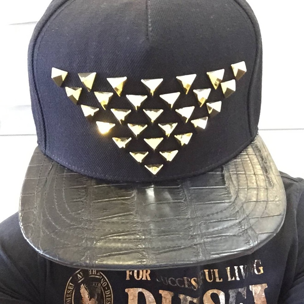Pyramid Studs With Crocodile Skin Hat